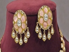 Conjunto de Collar y Aretes de Moissanita Polki Chapado en Oro de Latón de Alta Calidad, Ideal para Bodas, Fiestas y Regalos para Mujeres - Product Image 2