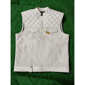 High Quality Diamond Cut Genuine Smooth/Perforated <b>Leather</b> <b>Sleeveless</b> <b>Jacket</b> Winter Formal Motorcycle Vest - Product Image 1