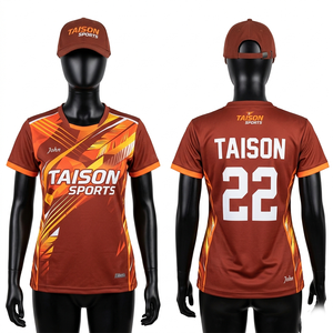 เสื้อแบดมินตันหญิง 150 GSM โพลีเอสเตอร์พรีเมียม ระบายอากาศได้ดี สีชมพู สีฟ้า ลายเรขาคณิต พิมพ์ลายแบบ Sublimation พร้อมสกรีนชื่อและโลโก้ตามสั่ง - Product Image 5