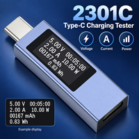 Testeur de puissance USB Type-C 2301C, testeur numérique de tension et de courant CC, moniteur de charge avec minuterie de capacité énergétique pour téléphones