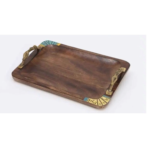 Bandeja de Servir de Madera con Asa de Metal de la Mejor Calidad, Bandeja de Madera para Servir Café, Sándwiches y Aperitivos, Bandejas de Madera Hechas a Mano - Product Image 4