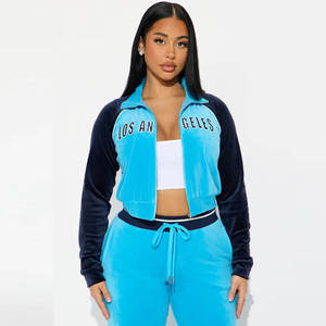 Women Two Piece <b>Velour</b> <b>Tracksuit</b> Set Long Sleeve Zip Up Jacket and Flare Pants Casual Loungewear Sportswear - Product Image 4