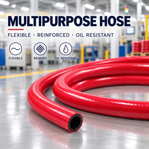 Tuyau flexible en PVC renforcé rouge multi-usages, tuyau de transfert d'eau tressé, tuyau d'air comprimé, rouleau de 100 m, fournisseur, vente en gros, export - Product Image 1