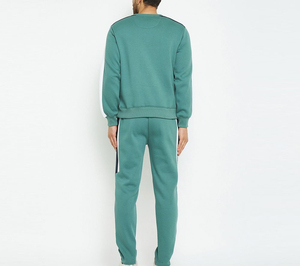 Ensemble de sweat-shirt décontracté pour homme à col rond, couleur unie, pantalon de jogging en molleton, 2 pièces, vêtements d'automne - Product Image 3
