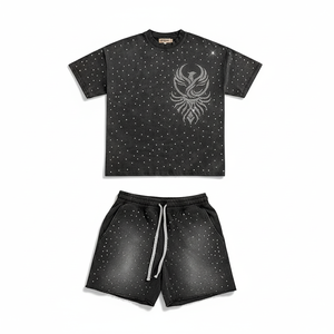 Custom Print Logo Summer 2 Piece Shirt and Shorts Set <b>Tracksuit</b> Acid Wash Two Piece Graphic Plus Size Set for Men - Product Image 4