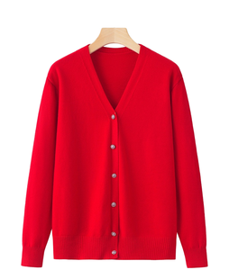 Suéteres tipo cárdigan unisex con logotipos personalizados rojos de B2B Titlists, letras bordadas, tejido antiarrugas - Product Image 1