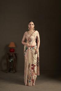 Sari prêt-à-porter et blouse cousue, sari indien en soie crêpe, imprimé floral, sari imprimé numériquement, design magnifique - Product Image 4