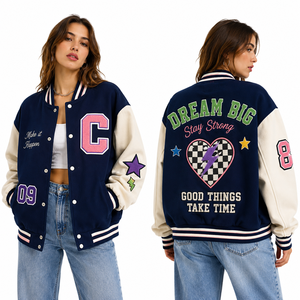 Chaqueta de Béisbol Holgada para Mujer, Otoño/Invierno, Cuello Alto, Cierre de Cremallera, Bolsillos con Cordón, Diseño Nuevo Sehe Fashion 2026 - Product Image 1