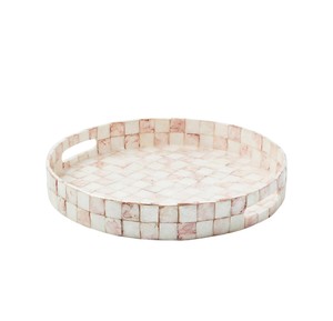 Bandeja de nácar al mejor precio, mosaico de concha a cuadros rosa de fábrica, bandeja de mosaico para servir en mesas de banquete. - Product Image 2