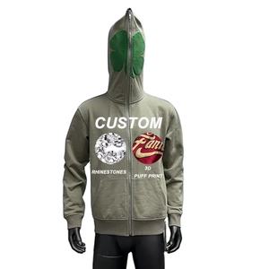 Oversized 320gsm Polyester/Cotton <b>Full</b> <b>Zip</b>-<b>up</b> <b>Hoodie</b> for Men Embroidered Customizable Design for Winter Low MOQ - Product Image 1