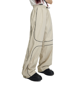 Customized Track Joggers Flared Pant Baggy High Quality <b>Wind</b> <b>Breaker</b> Distressed Wide Legs Nylon men Jogger Pants washed - Product Image 3