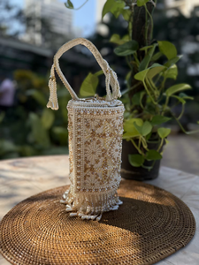 Pochette de mariée cylindrique de luxe magnétique 7 pouces avec doublure en coton et embellissements métalliques – Élégante pour mariages et soirées spéciales des mariées - Product Image 2