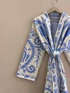 Veste longue légère pour femme, style bohème, en coton indien tissé, brodée à la main, motif Suzani, vente en gros - Product Image 4