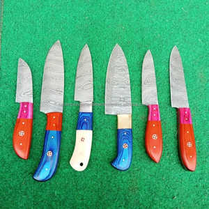Couteau de Chef professionnel Damas Pakka manche en bois couteaux de cuisine en acier japonais pleine soie avec couverture en cuir - Product Image 2
