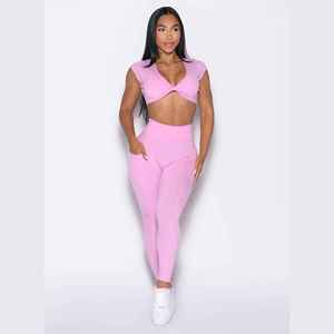 Leggings Deportivos X Sports City de Cintura Alta, Color Rosa, Delgados, Largos, Sin Costuras, Tejidos, Casuales, Elásticos, Transpirables, Cómodos e Invisibles para Mujer - Product Image 1