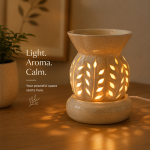 Diffuseur d'arômes en céramique, lampe brûle-huile électrique |   Diffuseur de parfum artisanal pour la relaxation et la décoration de la maison, idée cadeau - Product Image 3
