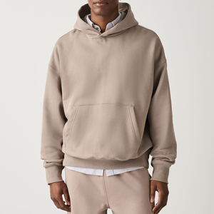 Sudadera con Capucha Beige para Hombre, Corte Regular, Poliéster/Algodón, Felpa Francesa, Ropa Casual de Invierno, Diseño con Bolsillos, Transpirable, Tejido de Punto - Product Image 1