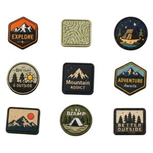 Custom 3D Embossed Rubber Patches Outdoor Adventure Design Stick-On Badge for <b>Bags</b> and <b>Hats</b> Irregular Shape Decorative Patch - Product Image 4
