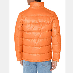 Custom Men's Winter Outdoor Puffer Jacket with Stand Collar Nylon <b>Bubble</b> and Canvas Fabric Fashionable Fur-Filled <b>Coat</b> - Product Image 3