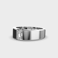 Bague tendance minimaliste Evanex en argent 925 pour homme, sertie de moissanite taille émeraude, avec sertissage en canal, pour usage quotidien, bague fine