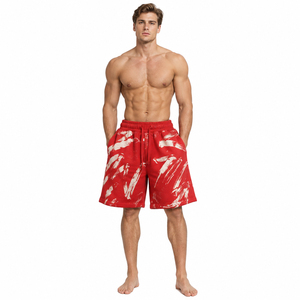 Shorts de survêtement amples imprimés pour hommes, avec cordon de serrage à la taille, pour la course, 100 % coton molletonné, pour l'hiver - Product Image 1