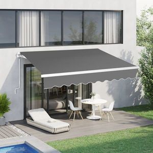 Tenda da Sole a Cassonetto 12x10FT con Struttura Retrattile in Lega di Alluminio e Telo in Poliestere Grigio, Illuminazione a LED per Balcone e Spazi Esterni - Product Image 2