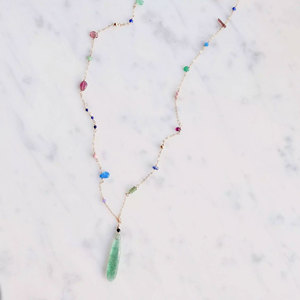 Collar de Bolas de Jade Multicolor Hecho a Mano, Cadena de Bambú, Colgante de Aventurina Verde, Joyería Bohemia, Regalo Budista para Mujer - Product Image 4