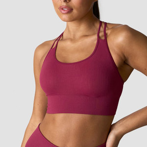 Soutien-gorge de sport côtelé pour femme, design dos en Y, avec coussinets amovibles, haute extensibilité, anti-transpiration, confortable pour l'entraînement et les activités sportives - Product Image 1