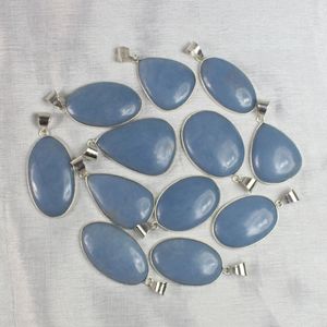 Meilleur Collier Pendentif en Argent Sterling 925 avec Pierre Naturelle d'Angélite Bleue, Bijou de Guérison en Cristal pour Femmes et Hommes - Product Image 6