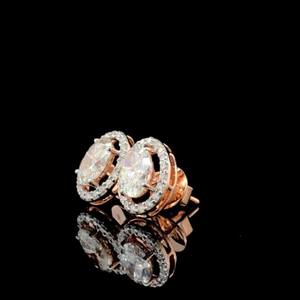 Pendientes de Diamante Cultivado en Laboratorio de Corte Ovalado de 1.21CT, Oro Sólido de 14K, Joyería Fina, Regalo para Bodas y Fiestas, Estilo Moissanita - Product Image 4