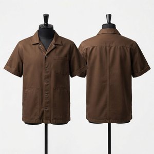 Chemise de travail unisexe noire Hardson Brown à manches courtes, respirante, en polyester, avec poches avant, col montant, imprimé numérique, pour adulte - Product Image 1