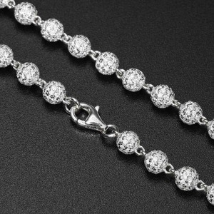 Nueva Pulsera de Lujo para Hombre, Chapada en Rodio y Plata de Ley 925, con Cuentas y Diamantes Moissanite VVS de Corte Brillante - Product Image 1