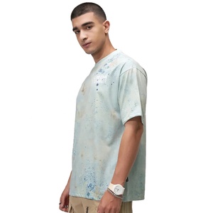 Fait sur mesure 100% coton lavé à l'acide T-shirt léger à manches courtes coupe ample pour hommes grande taille Top vente chemise imprimée - Product Image 2