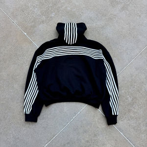 Ensemble de survêtements décontractés personnalisés 2026 en molleton 100 % polyester avec pantalon à double ceinture et sweat à capuche, à rayures, unisexe, pour l'hiver - Product Image 3