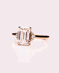 Anillo de Moissanita con Corte Princesa en Oro Rosa de 14K, Calidad de Exportación, Alternativa Brillante al Diamante de Laboratorio, Joyería Fina para Compromiso y Boda - Product Image 1