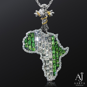 Colgante de Moissanita con Mapa de África, Plata 925, Corte Baguette, con Incrustaciones de Circonitas, Bañado en Rodio, Joyería para Fiesta - Product Image 4