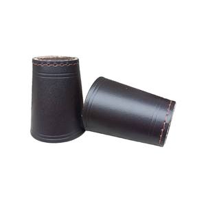 Gobelet à dés personnalisé de haute qualité en cuir véritable et résine, forme polyédrique - Product Image 5