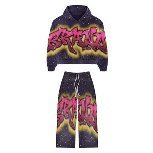 Pantalon de survêtement ample pour homme, style streetwear, longueur intégrale, avec cordon de serrage, imprimé lettres graffiti et poches latérales - Product Image 4