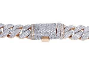 สร้อยคอคิวบาลิงค์สีเงินสองสีสุดหรู ประดับเพชรแบบ Iced Out สำหรับผู้ชาย - Product Image 6