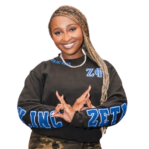 Sweat-shirt Zeta Phi Beta en chenille noir pour femme, avec motif au dos, lettres grecques brodées, col rond, haut décontracté de qualité supérieure - Product Image 6
