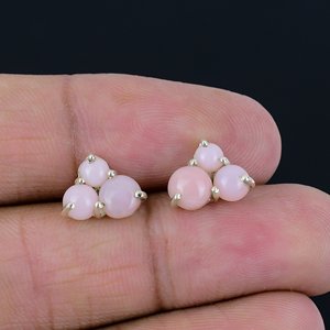 Personalized Hand Crafted 100% Natural Pink <b>Opal</b> Gemstone Stylish Fancy Stud <b>Earrings</b> for Woman Girls Handmade Jewelry for Her - Product Image 4
