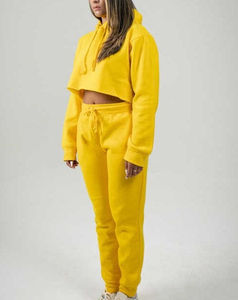 Ensemble de survêtement décontracté jaune Cor Made pour femme, imprimé, écologique, avec capuche, logo personnalisé, 2 pièces, haut et pantalon de jogging, collection hiver, offre spéciale - Product Image 3