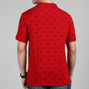 เสื้อโปโลผู้ชายลายสีแดง แขนสั้น พิมพ์ลายลำลอง ดีไซน์ตกแต่งทั่วตัว ปกคอพับ สวมใส่สบาย - Product Image 3