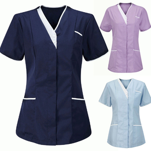 Hauts de blouse médicale à col en V, séchage rapide, uniforme d'infirmière, trois poches, confortables, coupe ajustée, extensibles, unisexe - Product Image 5
