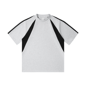 เสื้อยืดสตรีทแวร์ทรงบ็อกซี่ผ้าฝ้ายคุณภาพสูง โอเวอร์ไซส์ ไหล่ตก รับผลิตแบบ OEM ODM ตัดต่อผ้าสีตัดกัน แฟชั่นเสื้อยืดผู้ชาย - Product Image 4