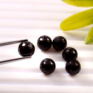 Esferas facetadas redondas de espinela negra natural de 10 mm, esferas curativas, piedras preciosas sueltas para la fabricación de joyería, lote al por mayor - Product Image 2