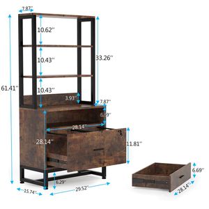 Armoires de classement verticales à double tiroir avec espace de rangement, étagères et armoires de rangement - Product Image 5