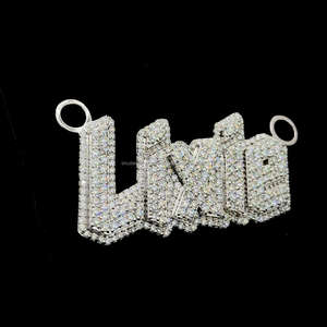 Colgante de moissanita de Hip Hop de plata 925 personalizado con nombre chapado en oro de diamante VVS y abalorio para hombre con letras heladas - Product Image 3