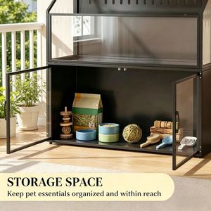 Gabbia Moderna in Metallo e Vetro per Animali Domestici di Piccola Taglia - Per Razze Medie e Piccole, Uso Interno ed Esterno - Product Image 5
