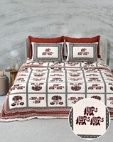 Parure de draps en coton imprimé à la main Sansar motif éléphant 300TC 1,8m toutes saisons résistante à la décoloration personnalisable avec taie d'oreiller
